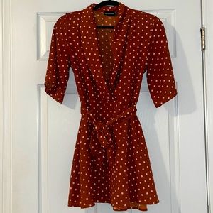 Prettylittlething Rust Mini Dress with Belt Tie